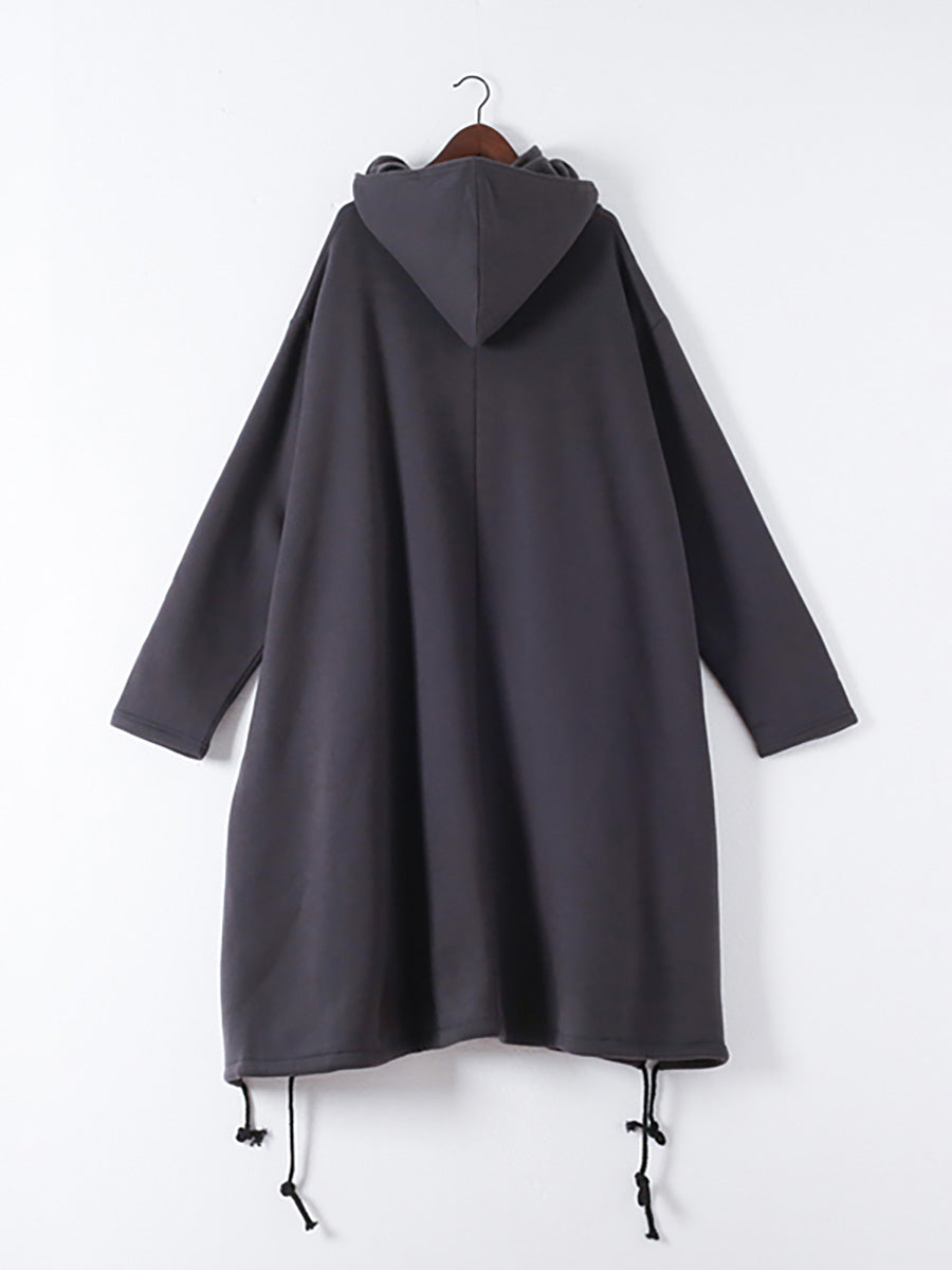 Plus Size Drawstring Irregular Hem Casual Cotton Dress