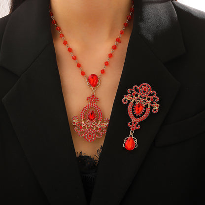 Water Droplets Pin In Zinc Alloy With Crystal Inlay Featuring Diamond Craftsmanship