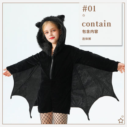 Halloween Bat Costume For Kids In Polyester Fabric, Perfect For Performances And Dance