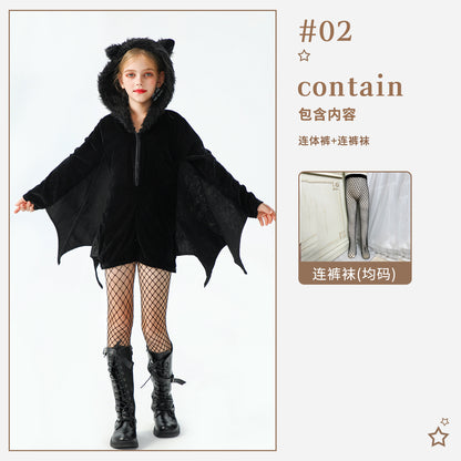 Halloween Bat Costume For Kids In Polyester Fabric, Perfect For Performances And Dance