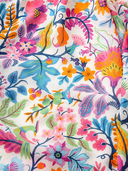 Polyester Tassel Floral Women Vintage Sunscreen Scarf