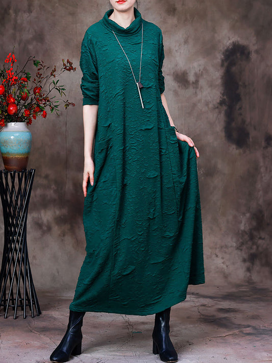 Autumn Vintage Solid Women Long Dress