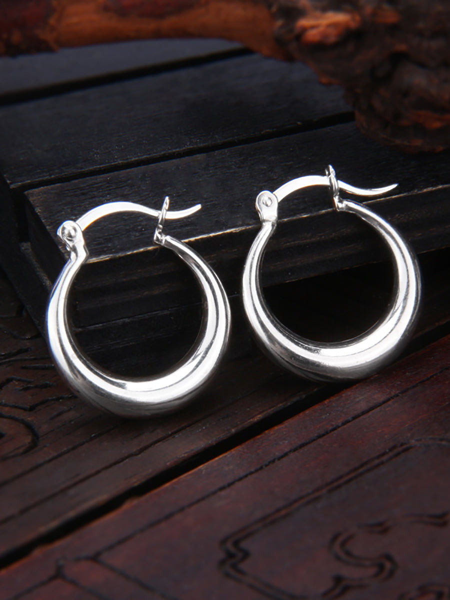Women Casual Silver Round Circle Earrings