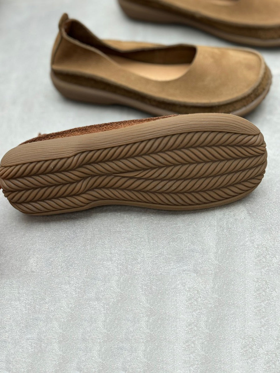 Women Summer Vintage Genuine Leather Low Heel Shoes