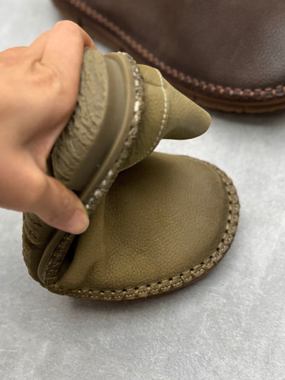 Women Summer Vintage Solid Leather Soft Flat Shoes