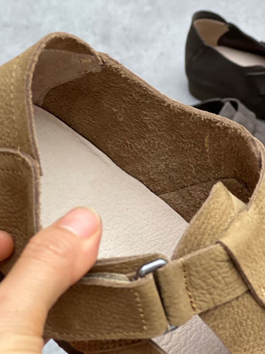 Women Summer Vintage Leather Flat Shoes