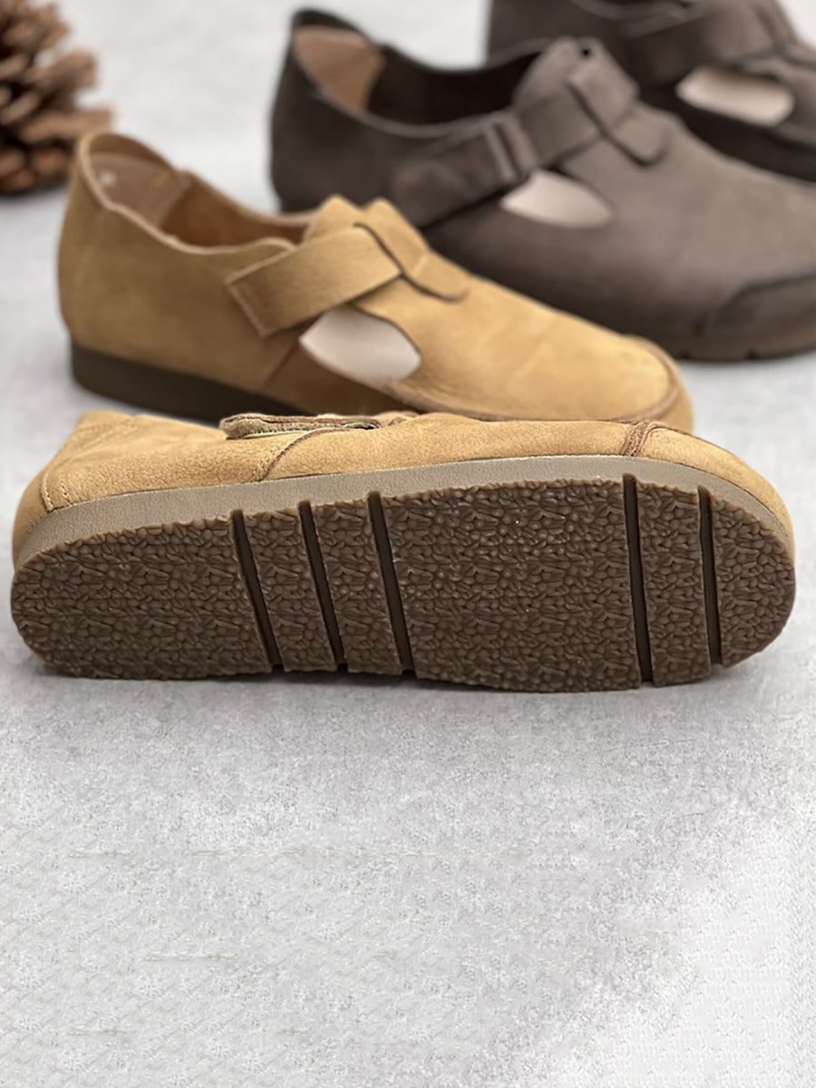 Women Summer Vintage Leather Flat Shoes