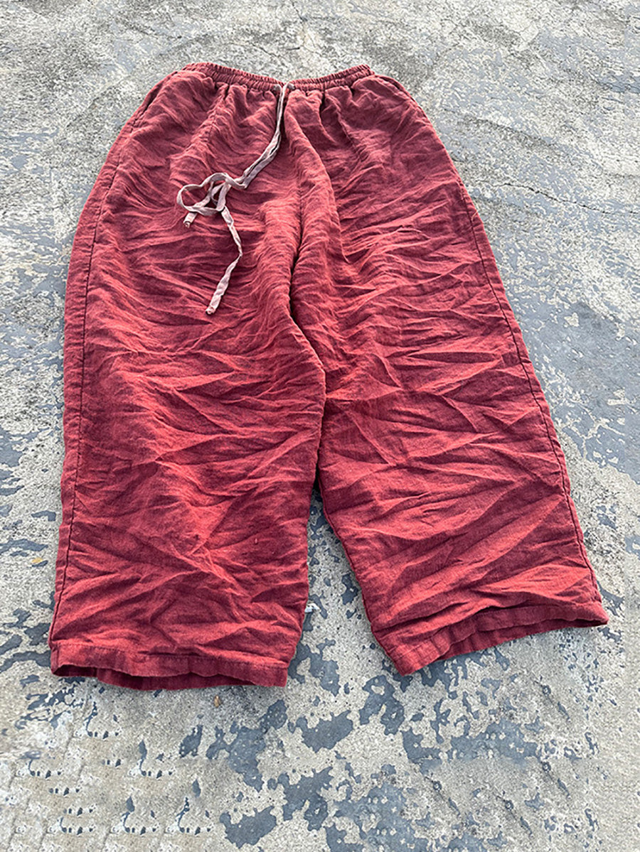 Women Vintage Solid Summer Straight Linen Pants