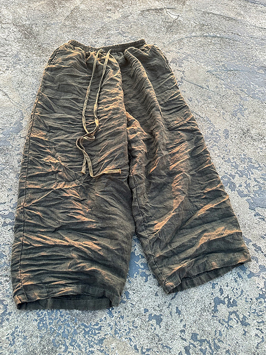 Women Vintage Solid Summer Straight Linen Pants