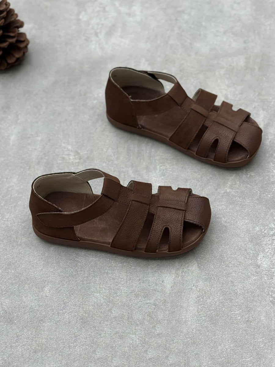 Women Summer Vintage Summer Leather Spliced Sandals