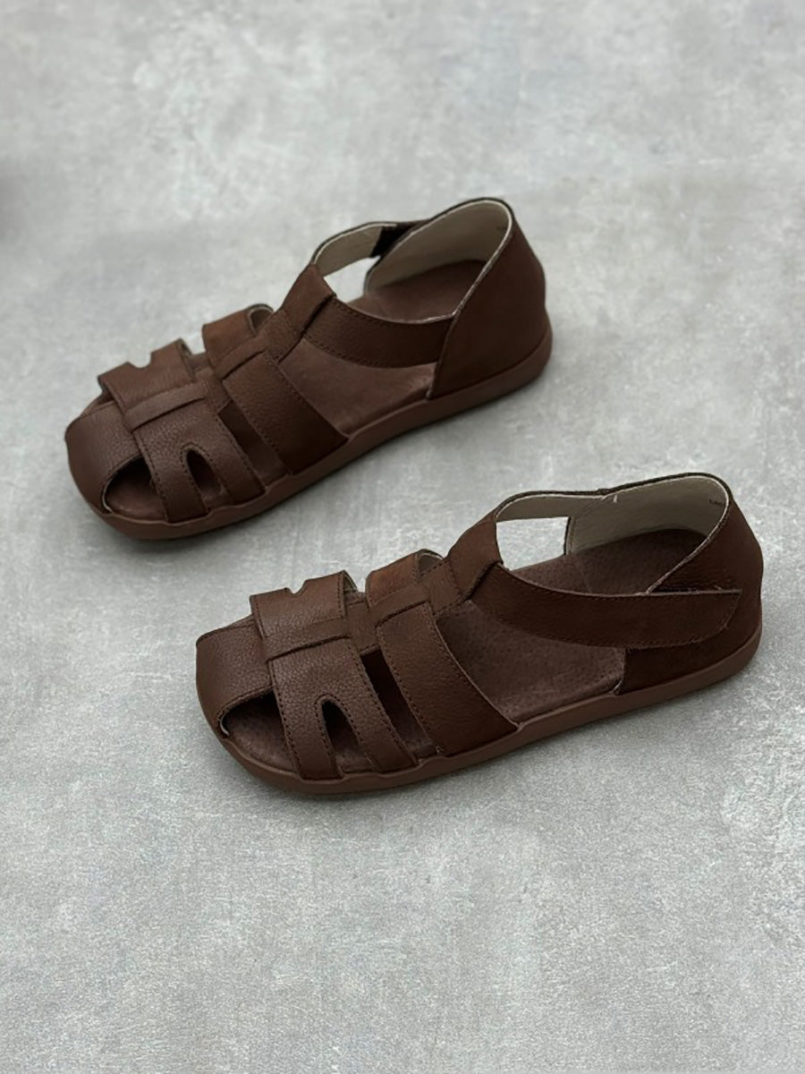 Women Summer Vintage Summer Leather Spliced Sandals