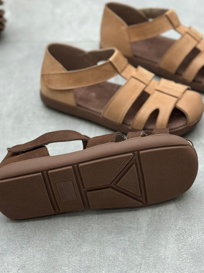 Women Summer Vintage Summer Leather Spliced Sandals