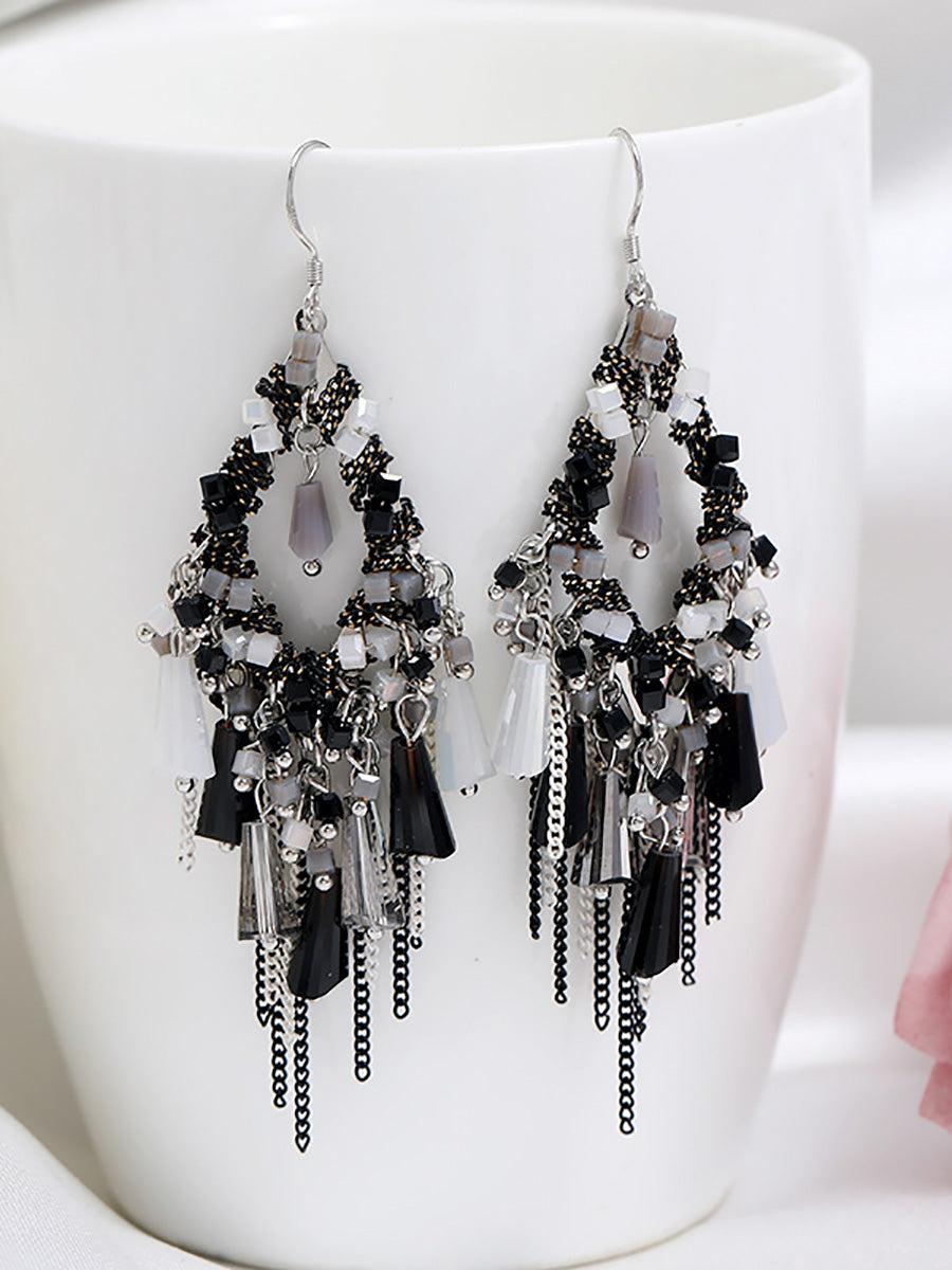 Bohemia Women S925Silver Tassel Pandent Earrings