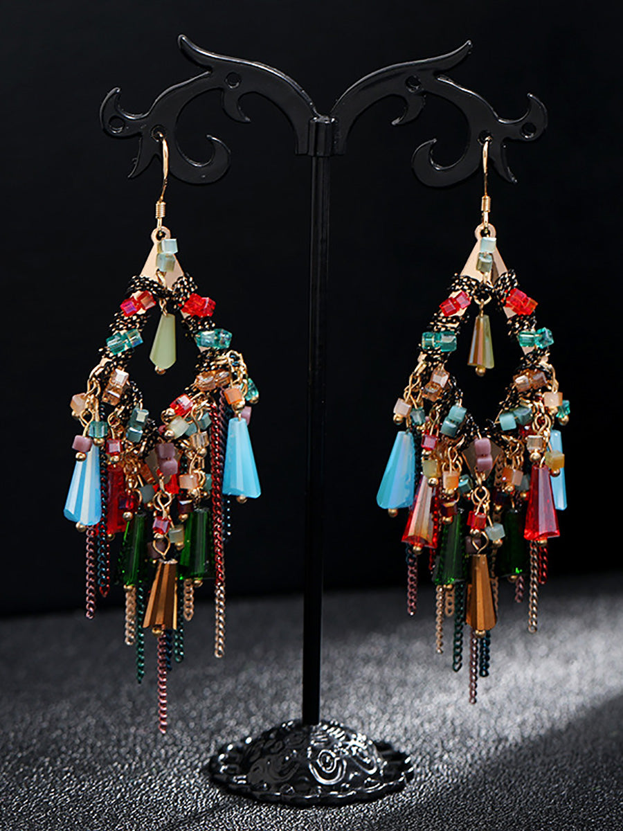 Bohemia Women S925Silver Tassel Pandent Earrings