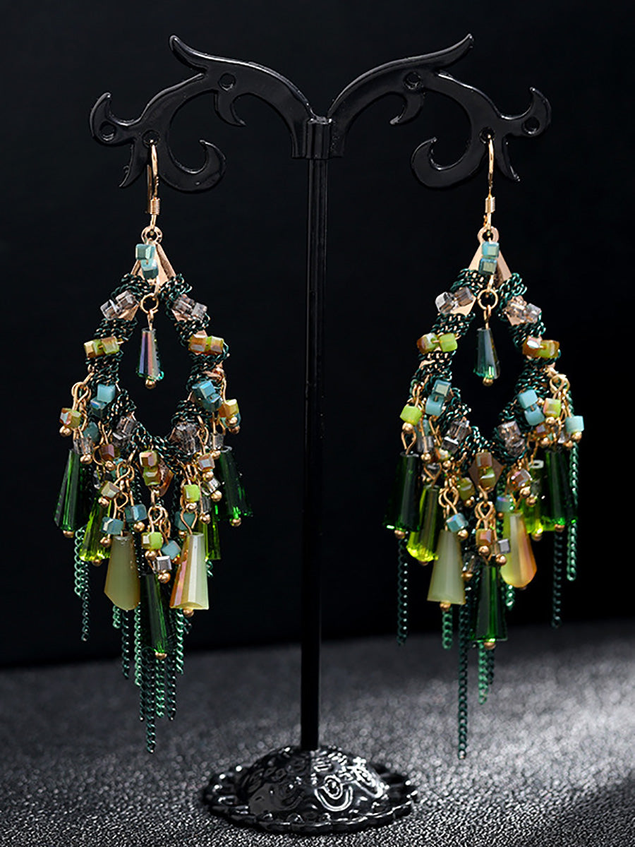 Bohemia Women S925Silver Tassel Pandent Earrings
