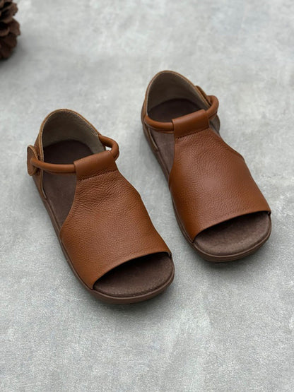 Women Summer Soft Genuine Leather Flat Sandals