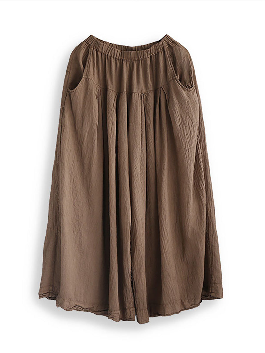 Women Vintage Solid Artsy Straight Pants