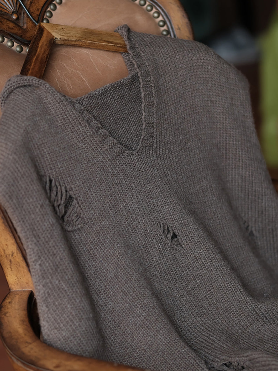 Women Autumn Solid Frayed Warm Hooded Wool Vest