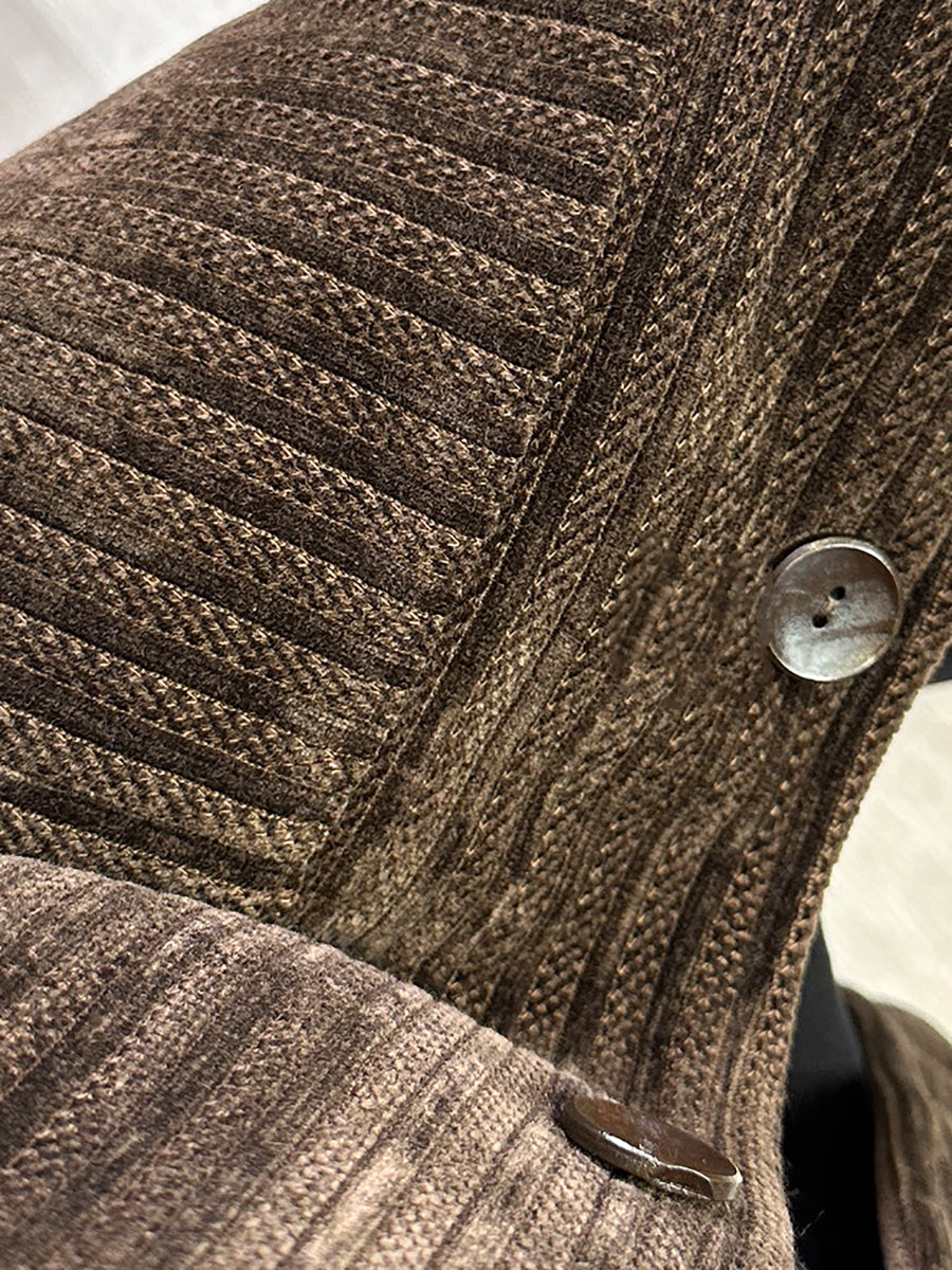 Women Autumn Vintage Turn-down Collar Solid Fleece Coat