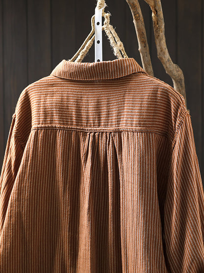 Plus Size Women Vintage Autumn Lattice Shirt