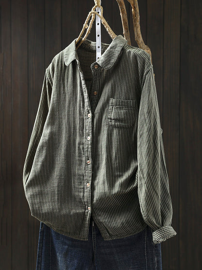 Plus Size Women Vintage Autumn Lattice Shirt