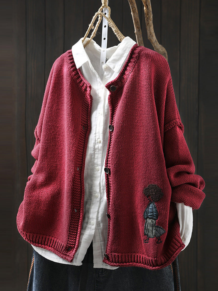 Women Autumn Cartoon Knit O-Neck Sweater