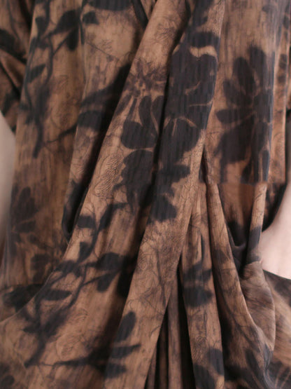 Women Spring Vintage V-Neck X-Shape Flower Dress
