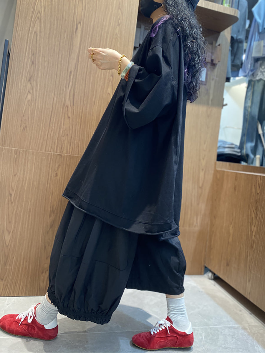 Plus Size Women Casual Pure Color O-Neck Loose Shirt