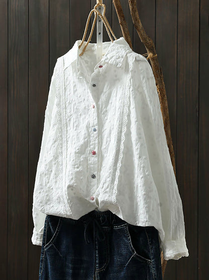 Women Spring Artsy Embroidery Shirt