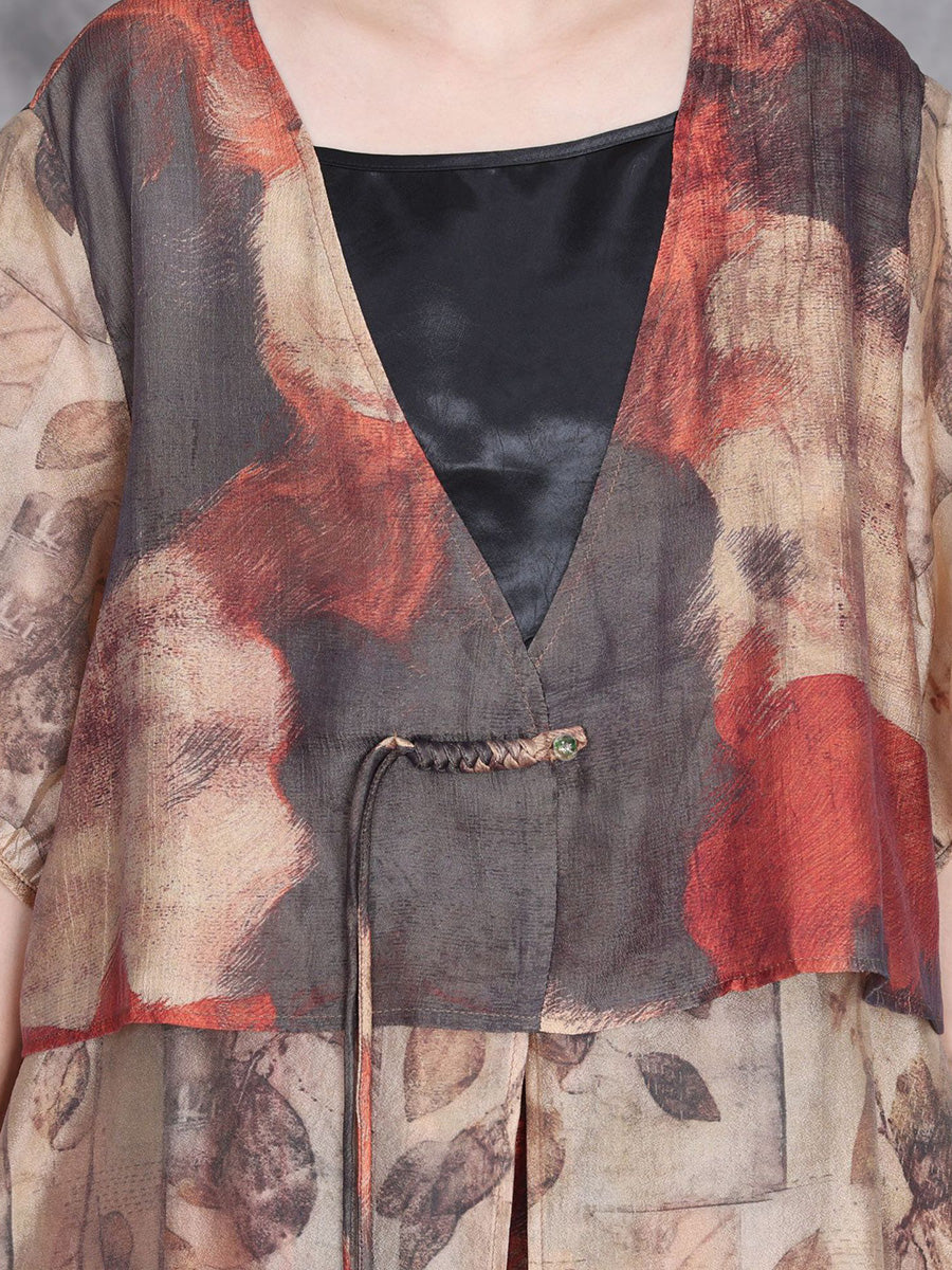 Women Summer Vintage Flower Loose Suits