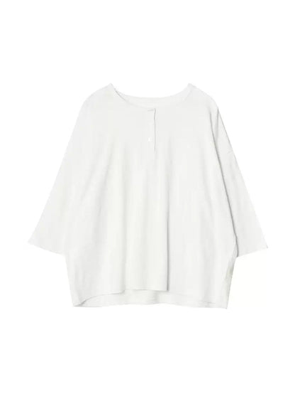 Plus Size Women Summer Casual Pure Color O-Neck 100%Cotton Shirt