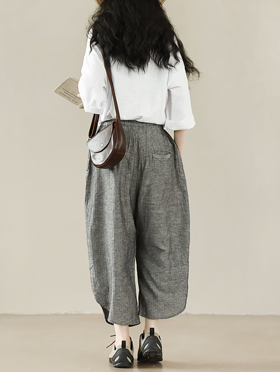 Plus Size Women Summer Casual Pure Color O-Neck 100%Cotton Shirt