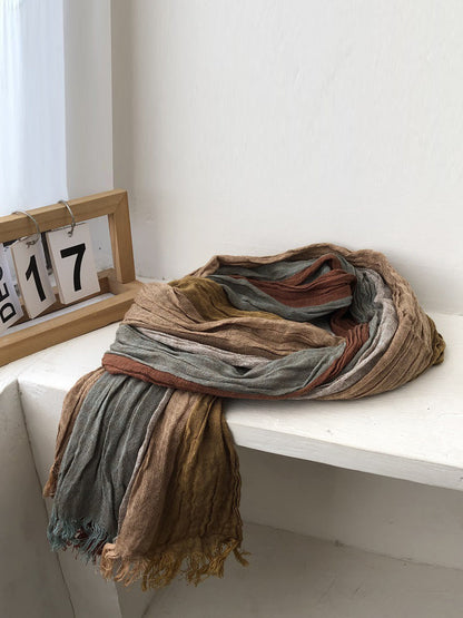 Spring Colorblock Tassel Soft Shawl Scarf