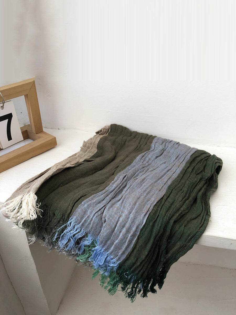 Spring Colorblock Tassel Soft Shawl Scarf