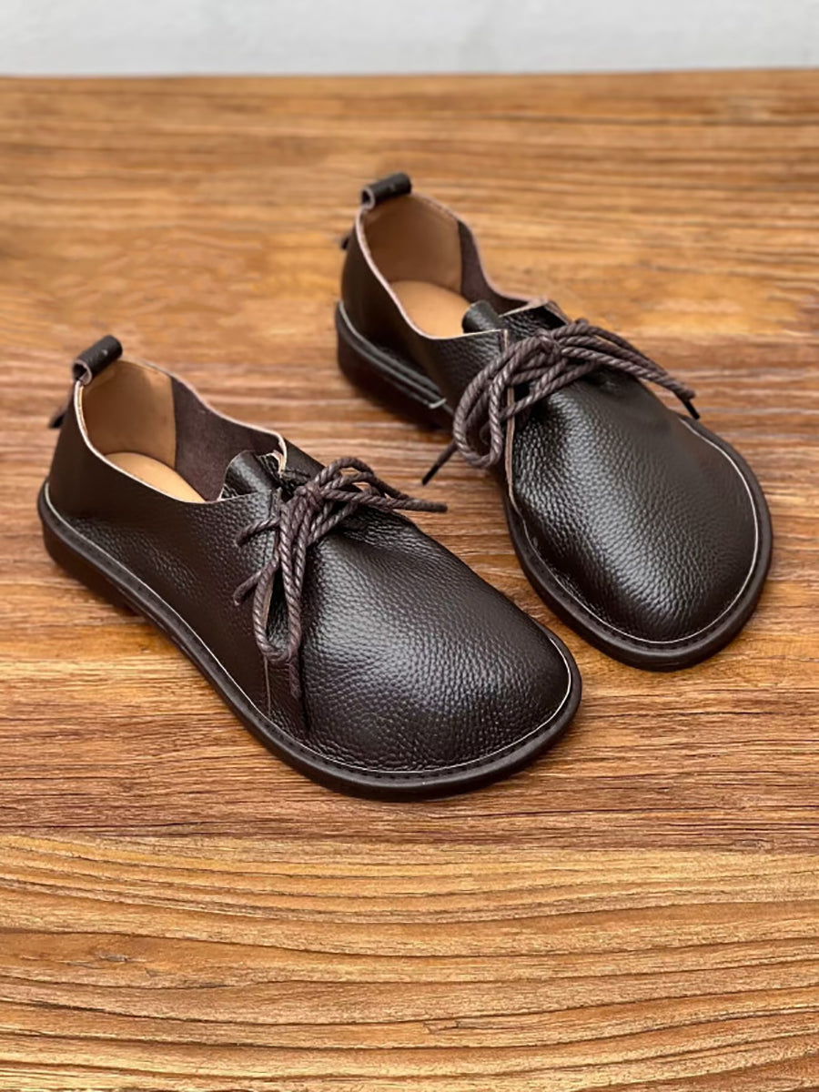 Women Summer Soft Genuine Leather Low Heel Shoes