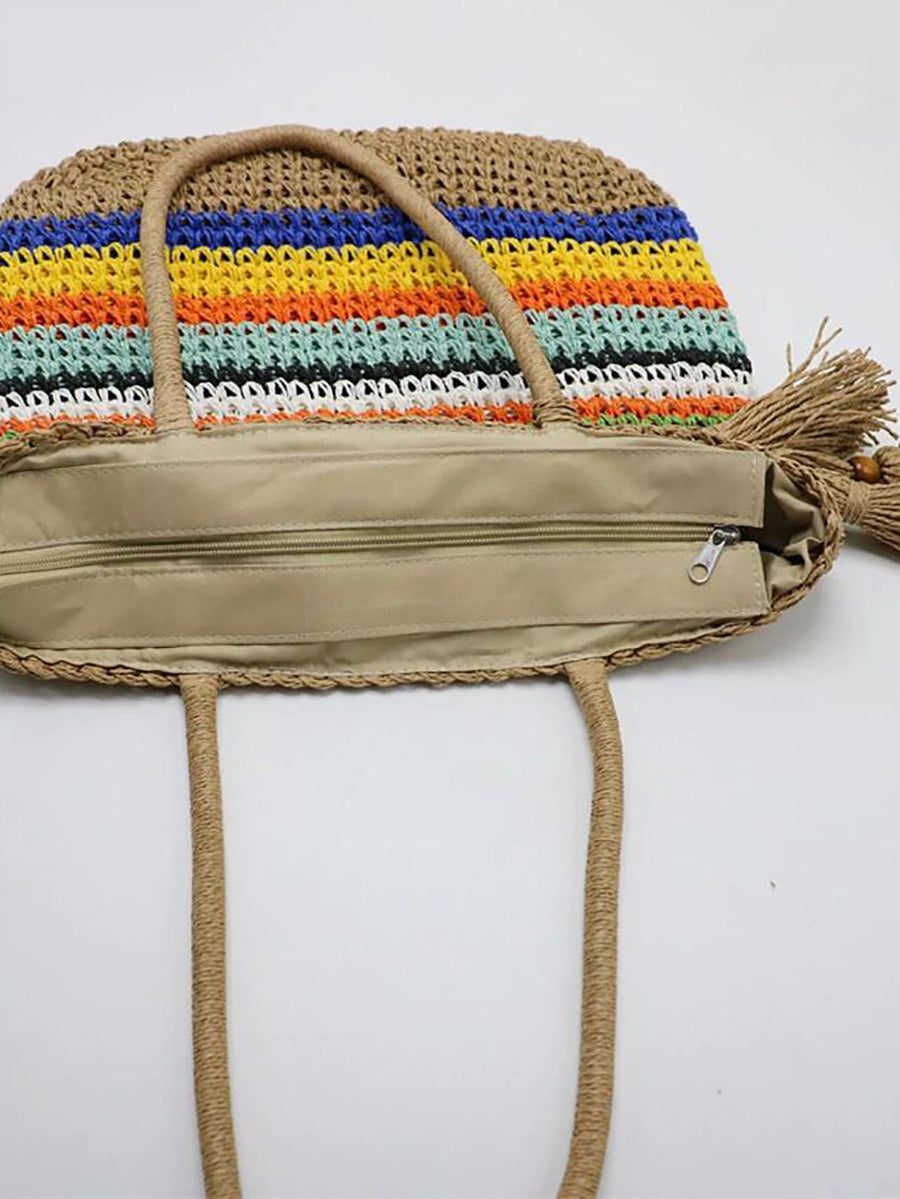 Artsy Colorful Straw Weave Shouder Bag