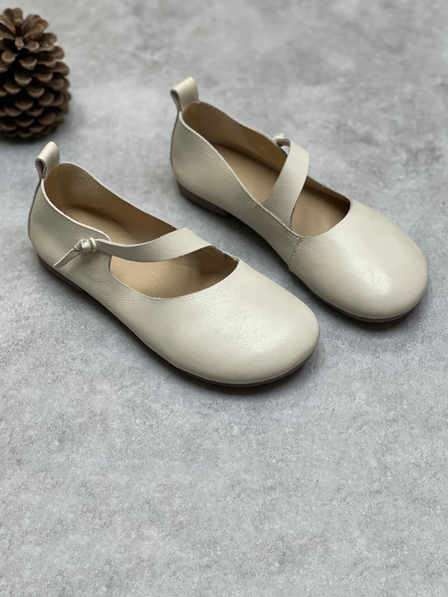 Women Vintage Summer Soft Leather Low Heel Shoes