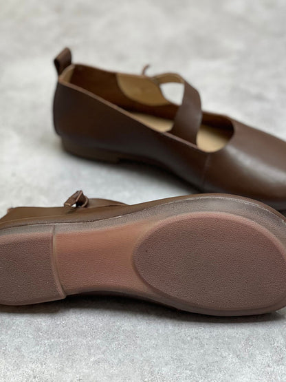 Women Vintage Summer Soft Leather Low Heel Shoes
