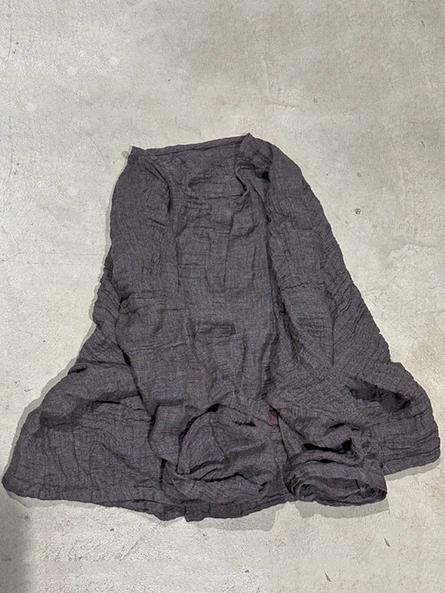 Women Spring Retro O-Neck Pure Color Linen Shirt Coat