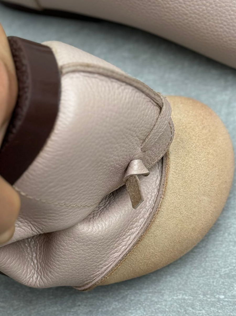 Women Summer Soft Leather Colorblock Low Heel Shoes