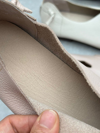 Women Summer Soft Leather Colorblock Low Heel Shoes