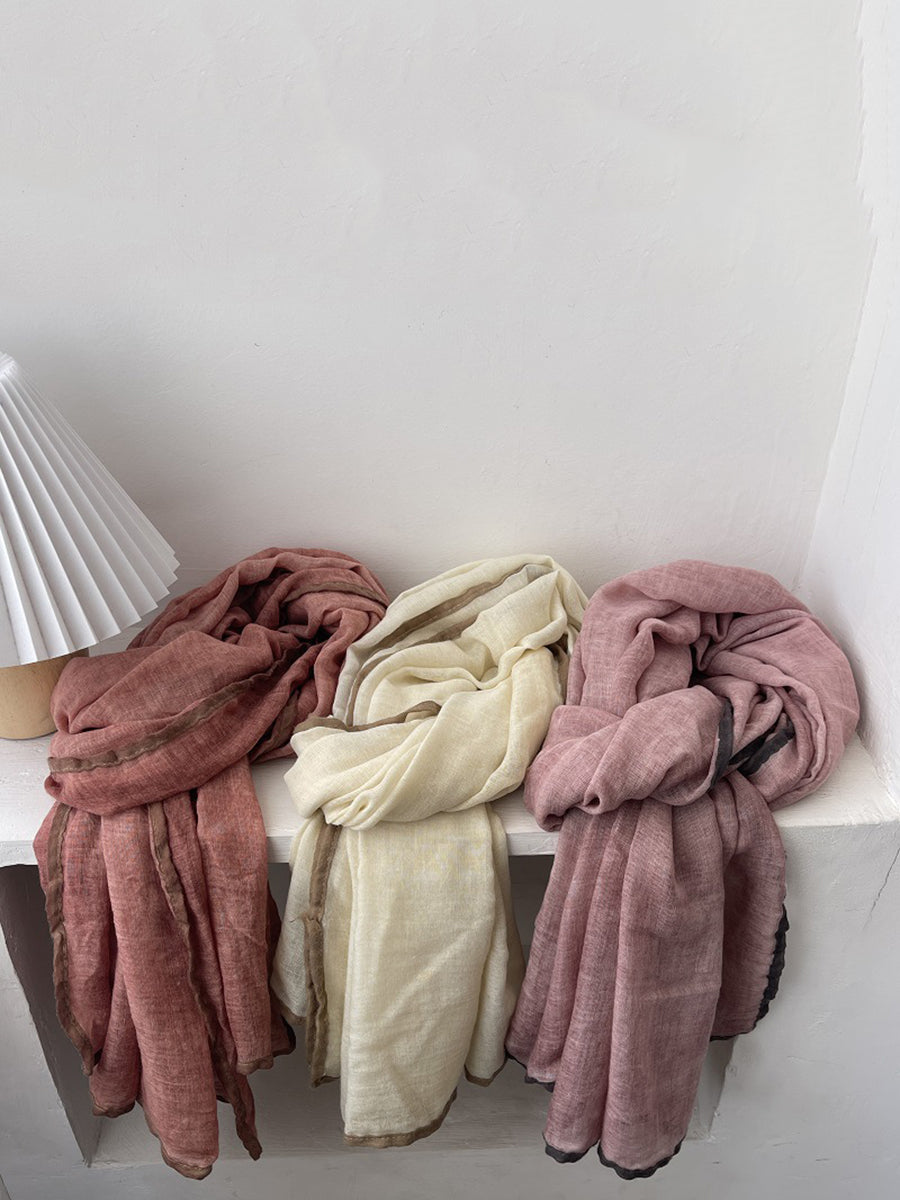 Women Artsy Colorblock Soft Thin Shawl Scarf