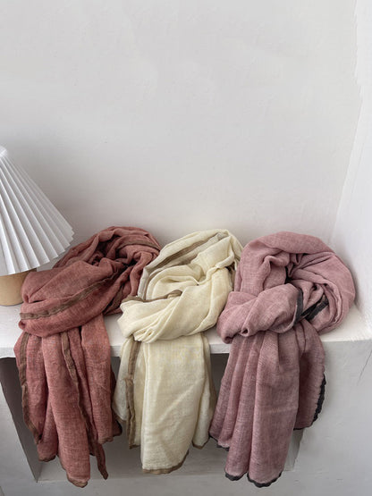 Women Artsy Colorblock Soft Thin Shawl Scarf