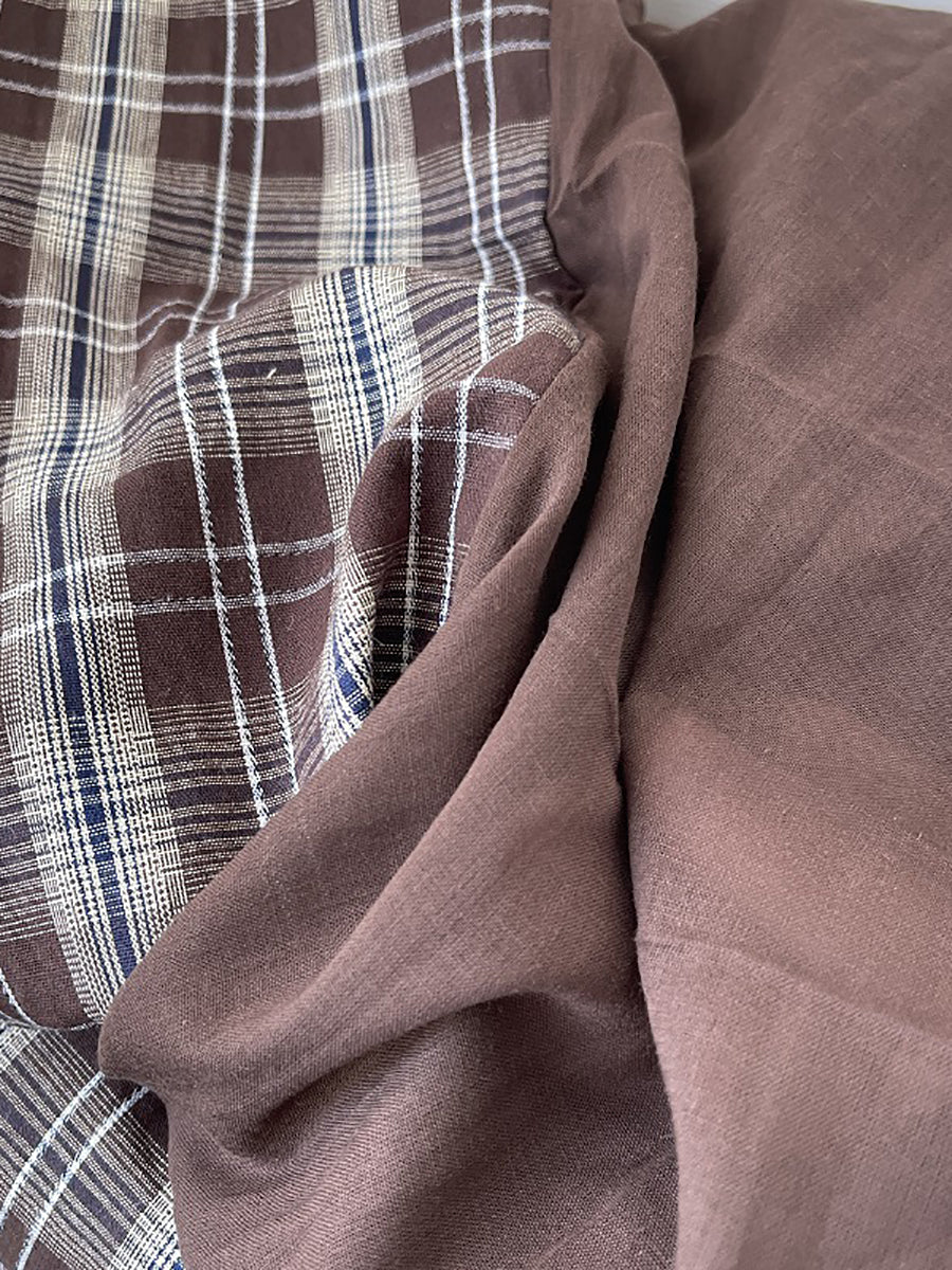 Vintage Plaid Spliced Cotton Shawl Scarf