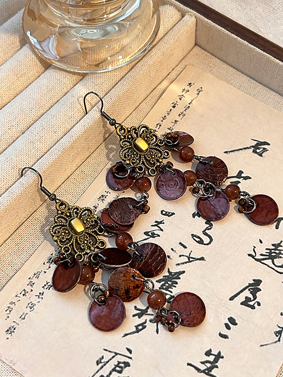 Women Bohemia Shell Alloy Tassel Earrings