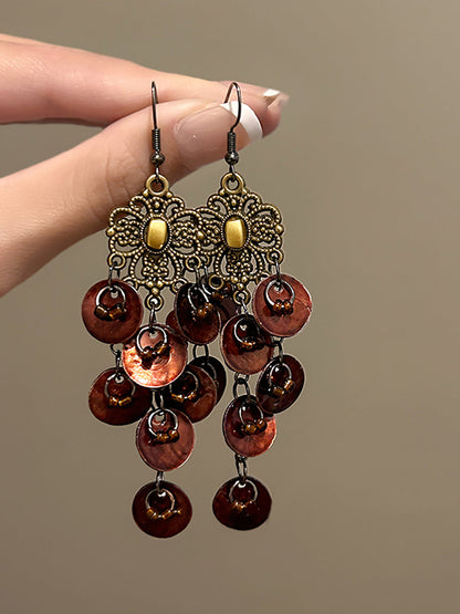 Women Bohemia Shell Alloy Tassel Earrings