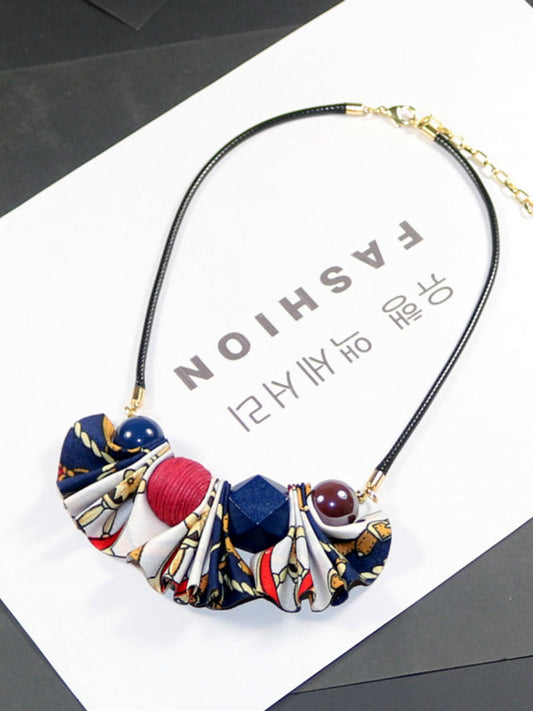 Women Spring Bead Cloth Pandent Necklace