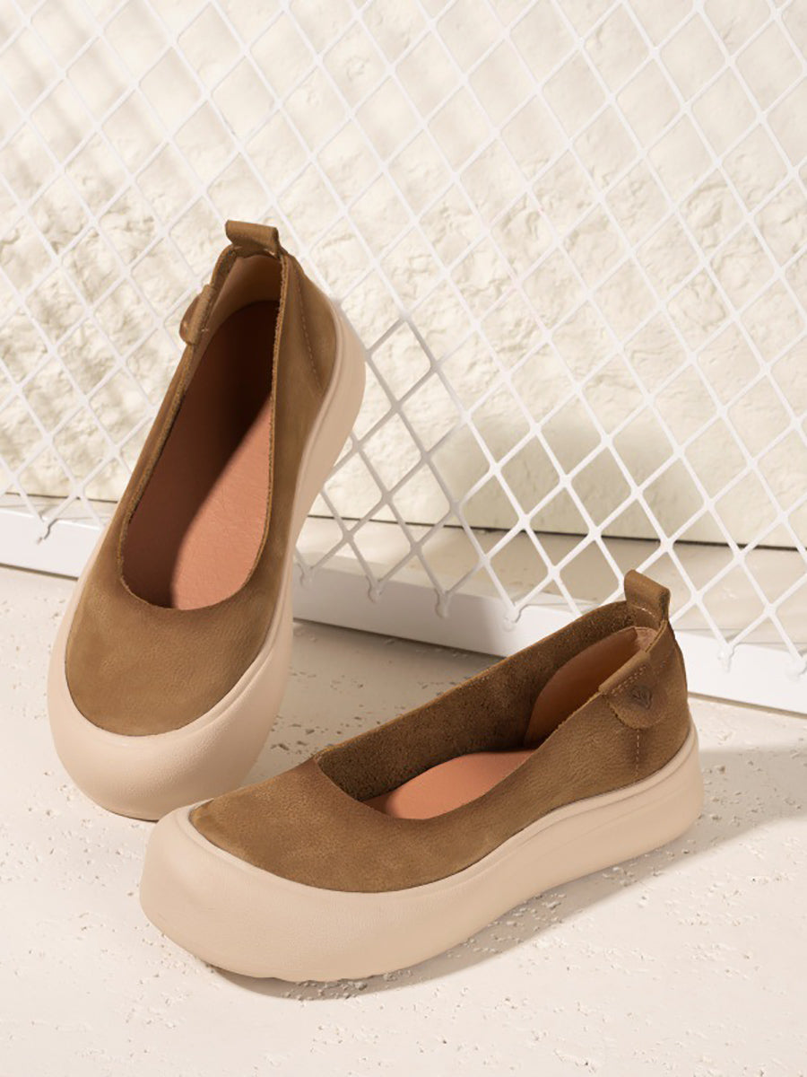 Women Summer Soft Leather Mid Heel Shoes