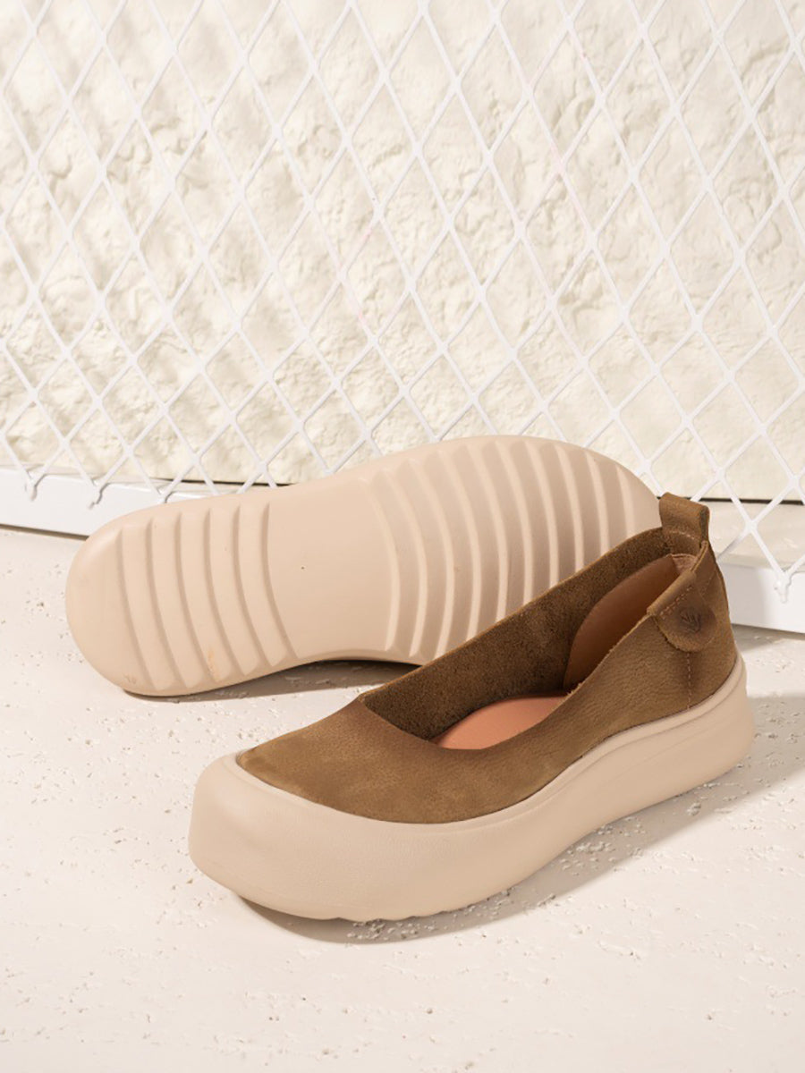 Women Summer Soft Leather Mid Heel Shoes