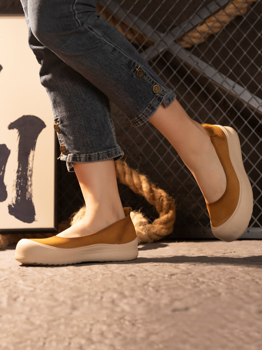 Women Summer Soft Leather Mid Heel Shoes